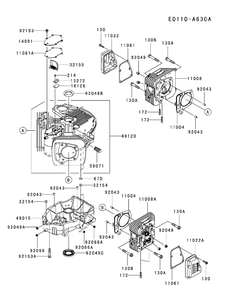 Kawasaki Fr651v-As08 Cylinder And Crankcase Diagram and Parts List for XT2-LX46KW (Carb-13WFA1CT210)(2015) Cub Cadet Lawn Tractor